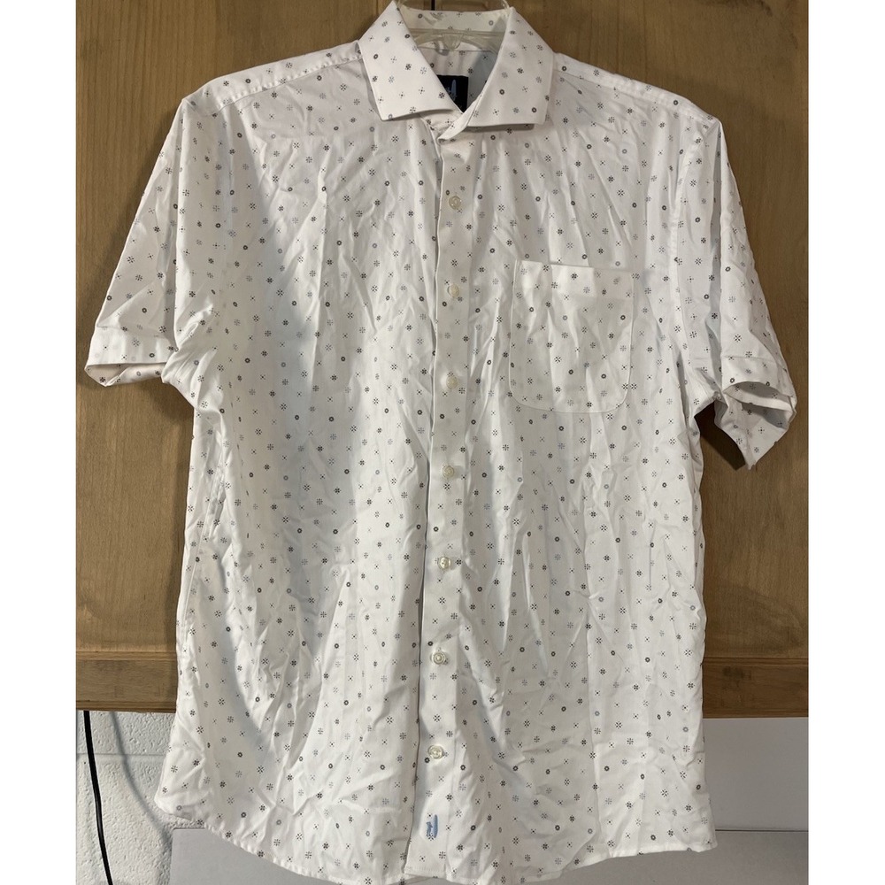 Johnni O Performance SS Button Up Lg‎ White/Gray /Blue